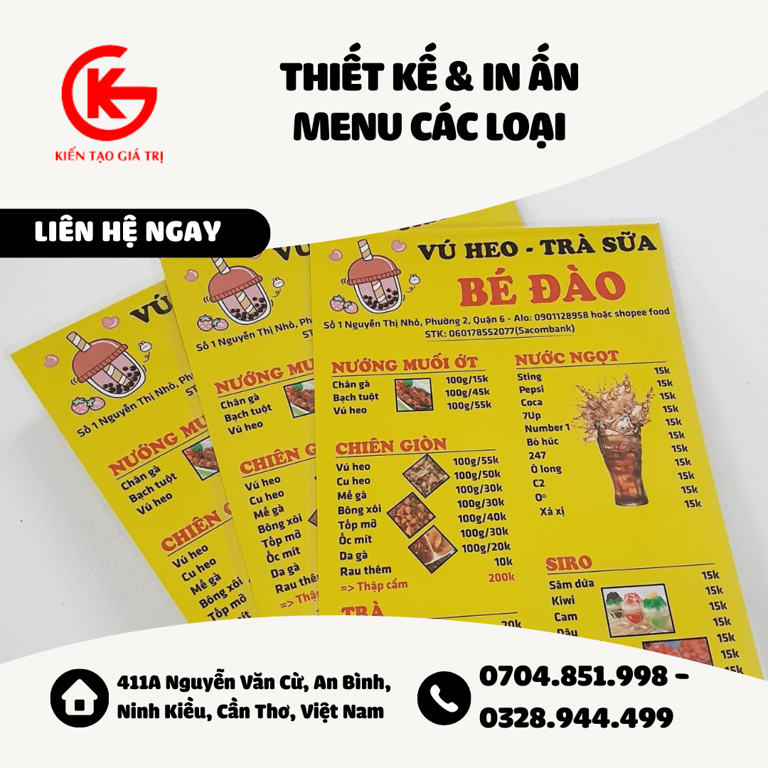 In ấn gia công sản xuất menu kháng nước